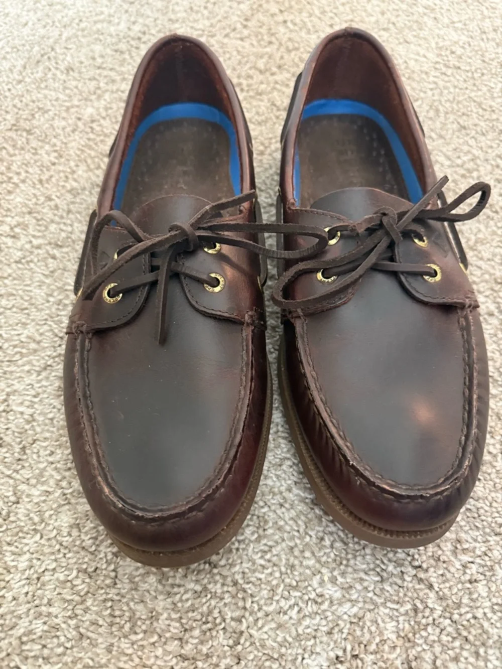 Sperry Dark Brown Leather Lace-Up Boat Shoes - Picture 1 of 8
